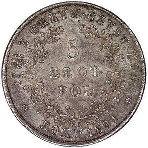 5 złotych 1831, Warszawa, Plage 272, minimalna wada ran...