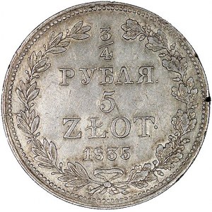 3/4 rubla = 5 złotych 1835, Warszawa, odmiana z małymi ...