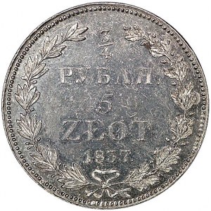 3/4 rubla = 5 złotych 1837, Petersburg, odmiana w ogoni...