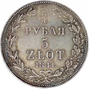 3/4 rubla = 5 złotych 1841, Warszawa, odmiana z podwójn...
