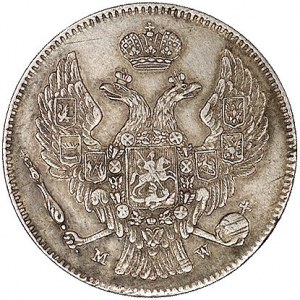 30 kopiejek = 2 złote 1835, Warszawa, rzadka odmiana z ...