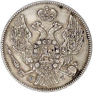 30 kopiejek = 2 złote 1836, Warszawa, odmiana z zakręco...