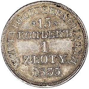 15 kopiejek = 1 złoty 1835, Warszawa, Plage 402, ładny ...