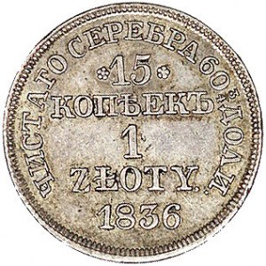 15 kopiejek = 1 złoty 1836, Warszawa, odmiana z kreską ...