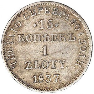 15 kopiejek = 1 złoty 1837, Petersburg, Plage 409 R1, b...