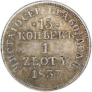15 kopiejek = 1 złoty 1837, Warszawa, Plage 408, ładna ...