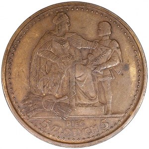 5 złotych 1925, Konstytucja, na rewersie 81 perełek, Pa...