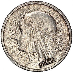 2 złote 1932, Głowa Kobiety, wklęsły napis PRÓBA, monet...