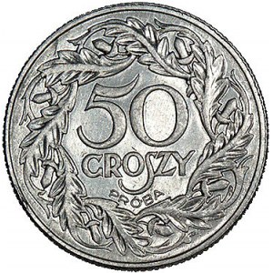 50 groszy 1938, Nominał w ozdobnym wieńcu, pod GROSZY w...