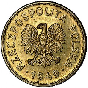 1 złoty 1949, na rewersie wypukły napis PRÓBA, Parchimo...