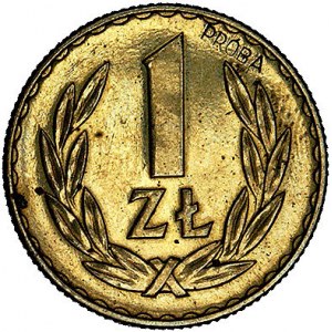 1 złoty 1949, na rewersie wypukły napis PRÓBA, Parchimo...