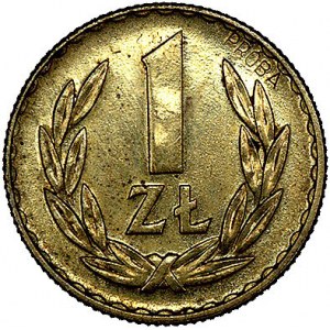 1 złoty 1957, na rewersie wypukły napis PRÓBA, Parchimo...