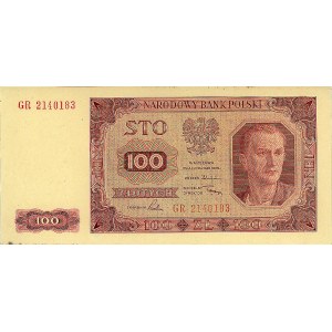 100 złotych 1.07.1948, seria GR (bez ramki wokół 100-ki...