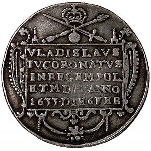 Władysław IV, medal koronacyjny 1633 r., Aw: W prostoką...