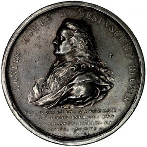 medal Aleksego Bestużewa-Riumina 1762 r., Aw: Półpostać...