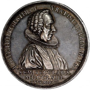 medal Jan Fryderyk Burga, 1763 r. Wrocław, Aw: Popiersi...