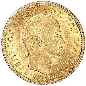 Jerzy I 1863-1913, 20 drachm 1884, Fr. 18, złoto, 6.45 ...