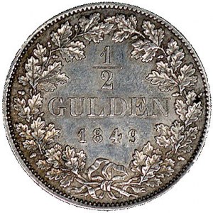 1/2 guldena 1849, Monachium, AKS 152, ładnie zachowany ...