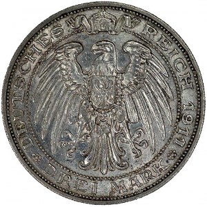 3 marki 1911, Berlin, J. 108, moneta wybita na 100-leci...