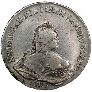 rubel 1742, Petersburg, Aw: Popiersie w prawo i napis, ...