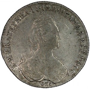 rubel 1780, Petersburg, Aw: Popiersie, w otoku napis, R...