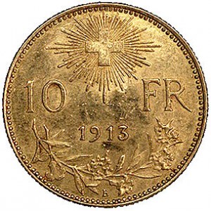 10 franków 1913, Berno, Fr. 504, złoto, 3.22 g
