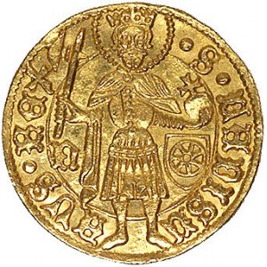 goldgulden (1465-1470), Nagy Banya, Aw: Tarcza herbowa ...