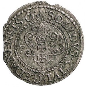 szeląg 1579, Gdańsk, Kurp. 373 R, Gum. 788, moneta wybi...