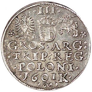 trojak 1601, Kraków, odmiana- popiersie króla w lewo, W...