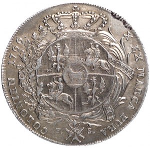 talar 1766, Warszawa, popiersie króla w zbroi i kropka ...