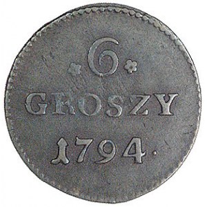 6 groszy 1794, Warszawa, odmiana z cyfrą wartości 6 zak...