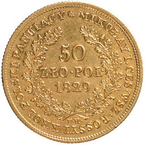 50 złotych 1829, Warszawa, Plage 10, Fr. 107, złoto, 9,...