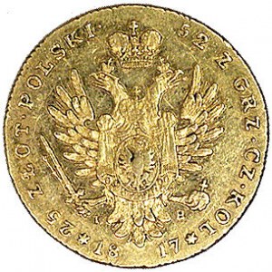 25 złotych 1817, Warszawa, Plage 11, Fr. 106, złoto, 4,...