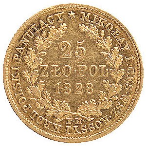 25 złotych 1828, Warszawa, Plage 19, Fr. 108, złoto, 4,...