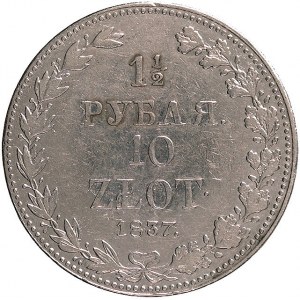 1 1/2 rubla = 10 złotych 1837, Warszawa, odmiana z duży...