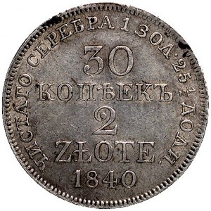 30 kopiejek = 2 złote 1840, Warszawa, odmiana bez kropk...