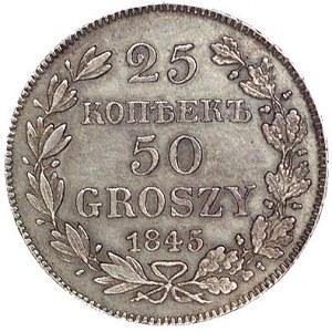 25 kopiejek = 50 groszy 1845, Warszawa, Plage 384, rzad...