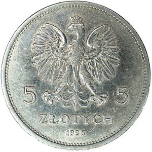 5 złotych 1928, Warszawa, Nike, Parchimowicz 114 a