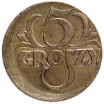 zestaw monet: 1 złoty 1929 i 5 groszy 1923 - destruktów...