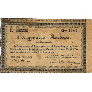 6 % asygnata skarbowa na 100 złotych 1831, Pick- , Mocz...