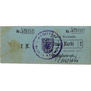 Koźmin - miasto, 1 i 2 marki 1.01.1920, Keller 2794, ra...