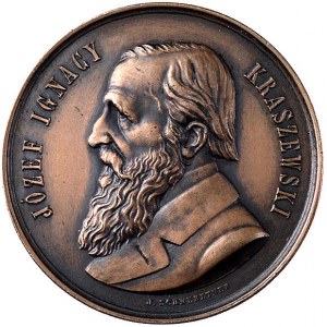 Józef I. Kraszewski- medal autorstwa J. Schwerdnera wyb...