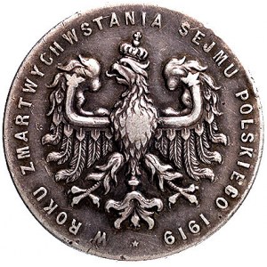 Ignacy Paderewski- medalik niesygn.1919 r., Aw: Popiers...