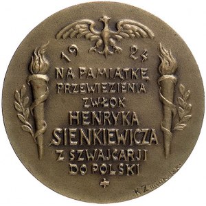 sprowadzenie zwłok Sienkiewicza - medal autorstwa K. Żm...