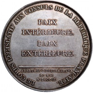 przedłużenie traktatu z Amiens 1802 r.- medal autorstwa...