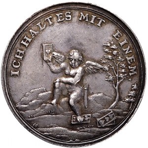 medalik alegoryczny koniec XVIII w., Aw: Amorek z tabli...