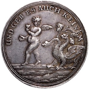 medalik alegoryczny koniec XVIII w., Aw: Amorek z tabli...