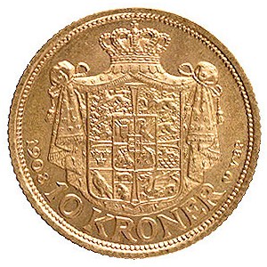Fryderyk VIII 1906-1912, 10 koron 1908, Kopenhaga, Hede...