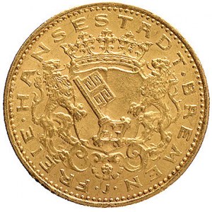 20 marek 1906, Hamburg, J. 205, Fr. 3773, złoto, 7,93 g...