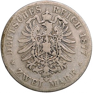 Ludwik III 1848-1877, 2 marki 1877, Darmstadt, J. 66